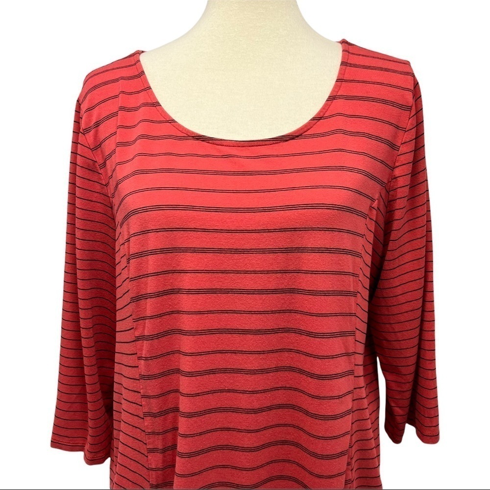 Habitat Terra Cotta Striped Stretchy Knit Tie Front Top - Picture 2 of 9